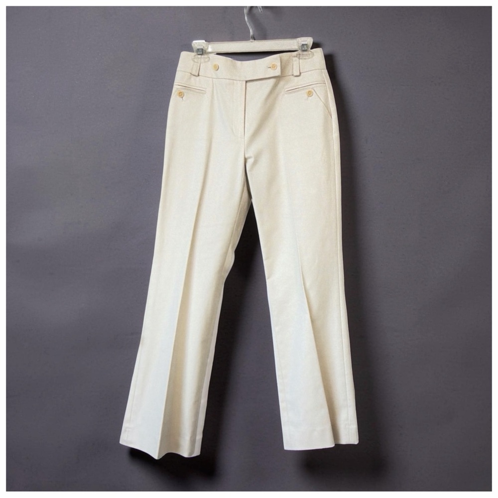 ETCETERA Eggshell Tailored Pants | Size 4 | Classic Straight Leg Ivory Trousers
